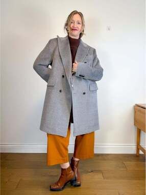 SUITSUPPLY Designer Llama Wool Peacoat in Grey (Size XL)
